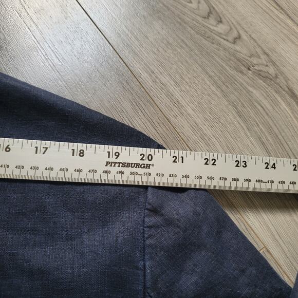 100% Linen Blazer Mens XL Navy Blue Two Button Material London Classic Preppy - Picture 5 of 11